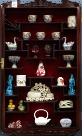 CHINESE HARDWOOD CURIO WALL CA
