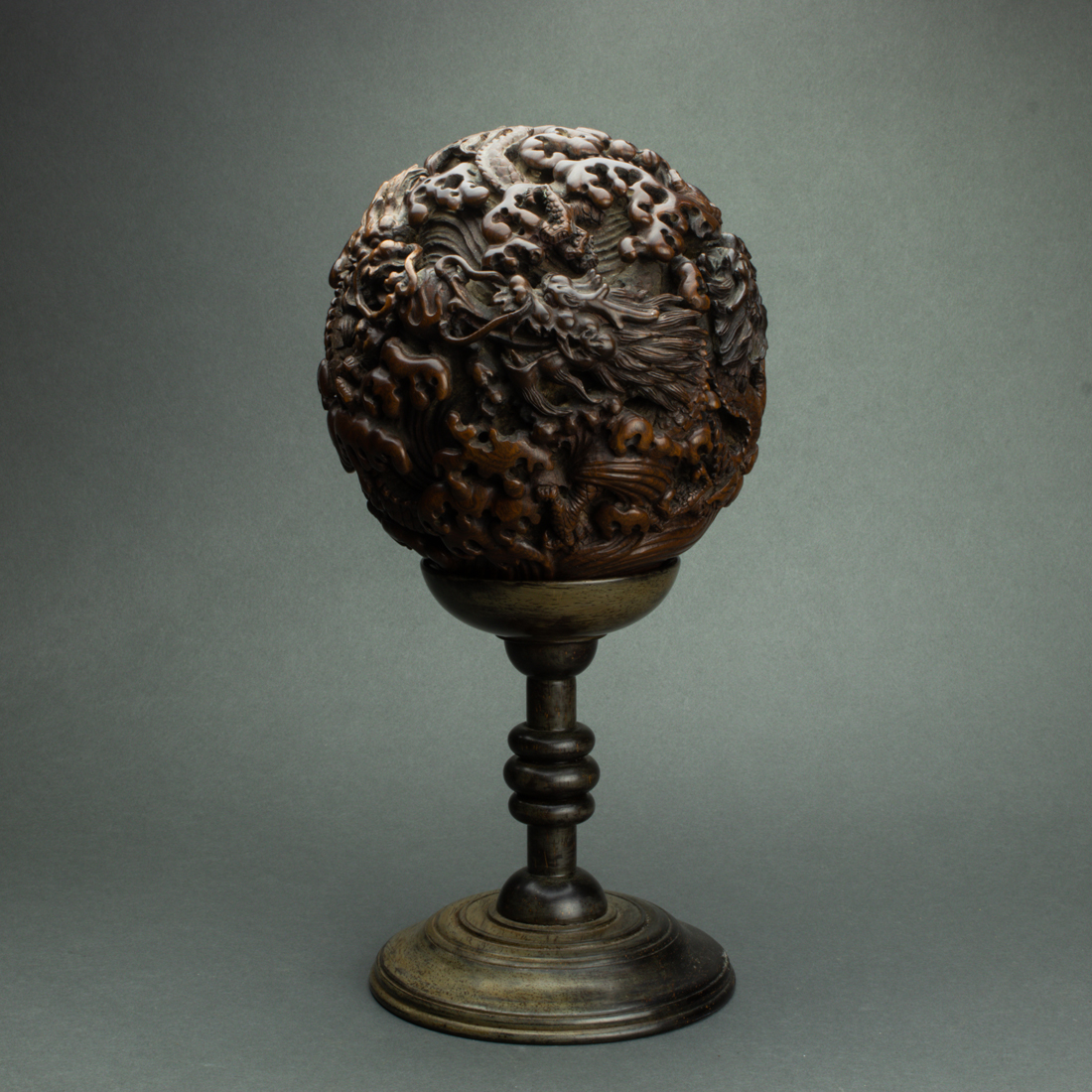 CHINESE HARDWOOD 'DRAGON' SPHERE