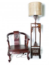 CHINESE HARDWOOD HORSESHOE CHA