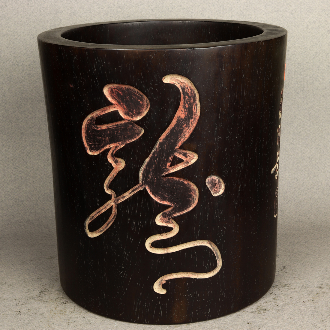 CHINESE HARDWOOD INSCRIBED BRUSH