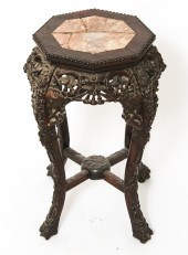 CHINESE HARDWOOD & MARBLE JARD