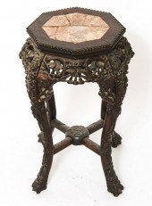 CHINESE HARDWOOD & MARBLE JARD