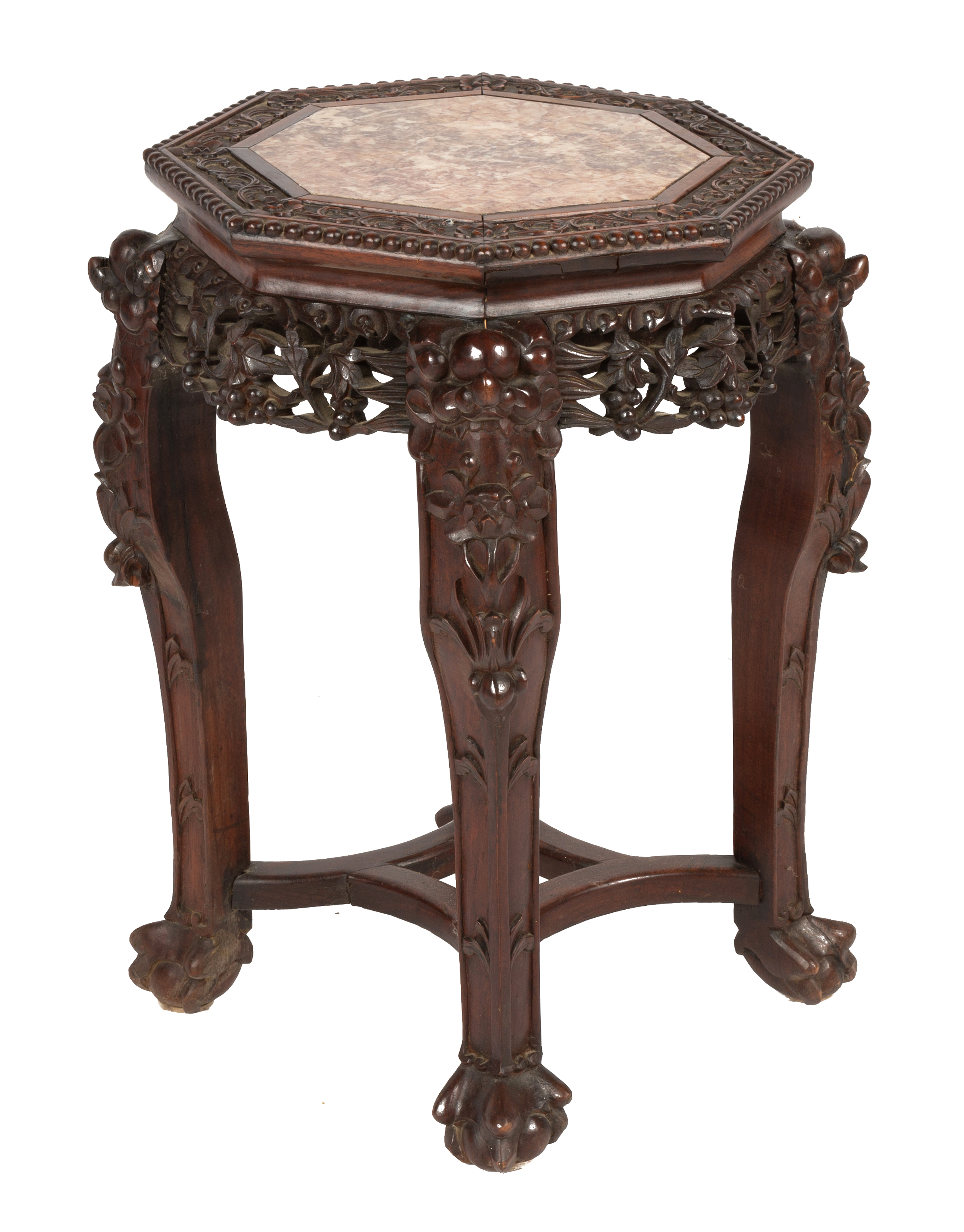CHINESE HARDWOOD & MARBLE TABLE