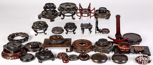 CHINESE HARDWOOD PORCELAIN AND