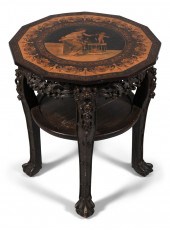 CHINESE HARDWOOD SIDE TABLE WI