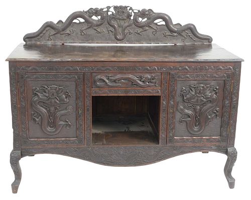CHINESE HARDWOOD SIDEBOARD, WITH