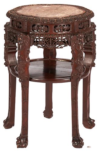 CHINESE HARDWOOD STAND W/ INSET