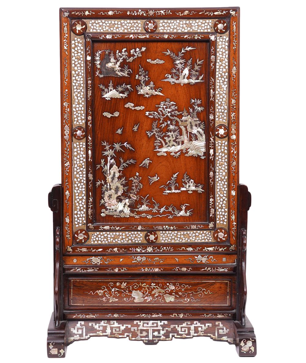 CHINESE HARDWOOD TABLE SCREEN MOP