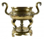CHINESE HEAVY BRONZE CENSER ON