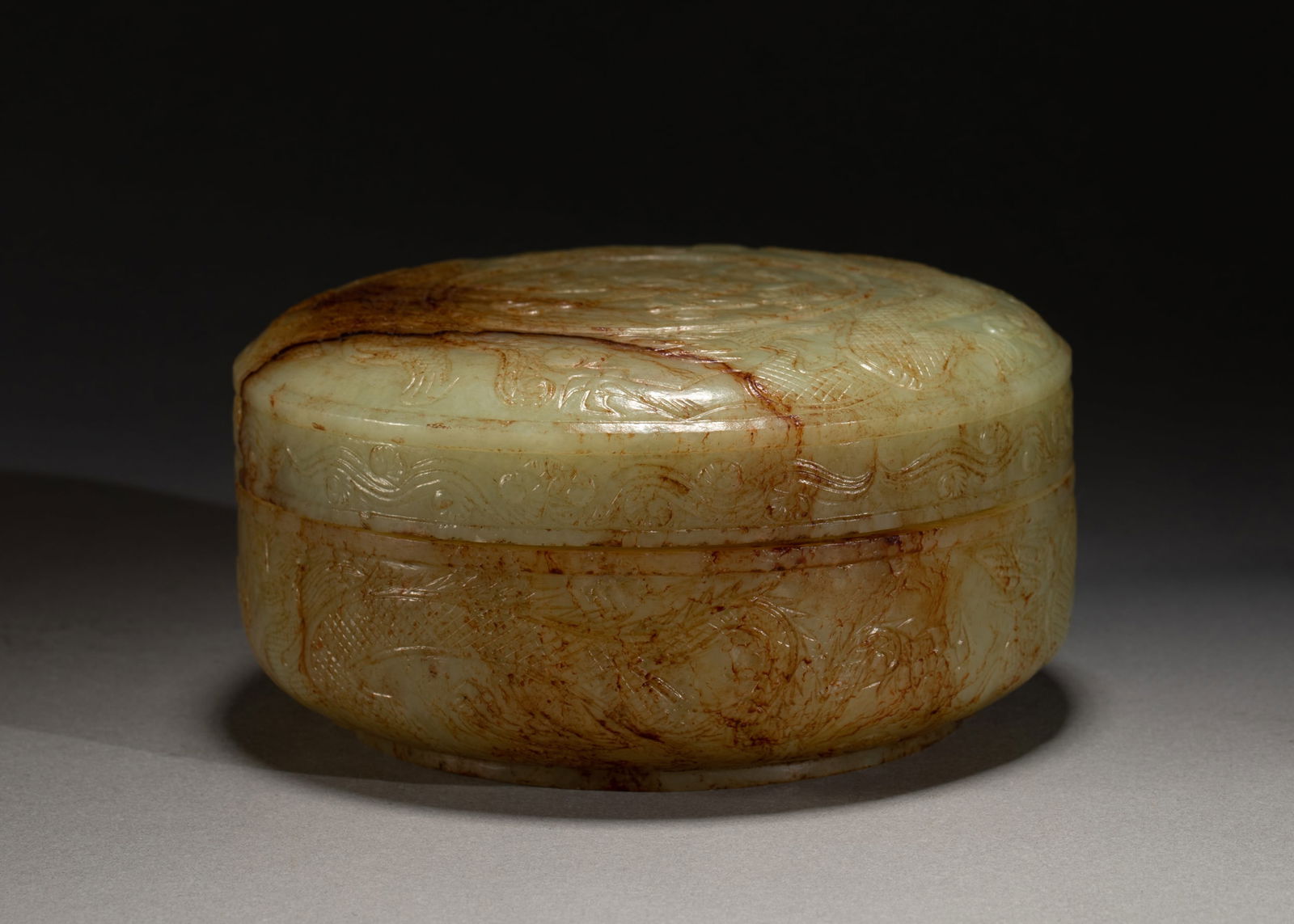 CHINESE HETIAN JADE LIDDED ROUND
