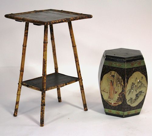 CHINESE HEXAGONAL PAINTED BOX AND