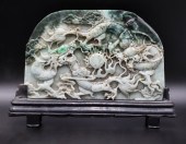 CHINESE HIGH RELIEF CARVED JAD