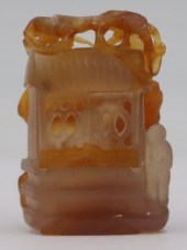 CHINESE HIGHLY CARVED AGATE PE