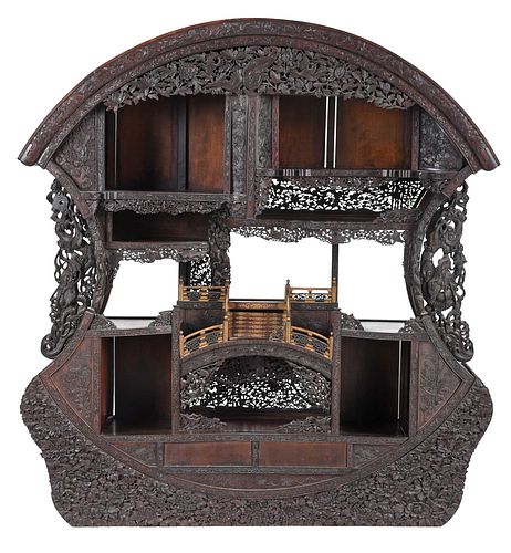 CHINESE HIGHLY CARVED HARDWOOD
