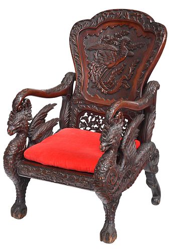 CHINESE HIGHLY CARVED HARDWOOD