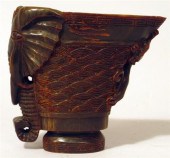 Chinese horn libation cup    O