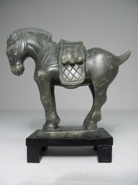 Chinese horse carving in deep green
