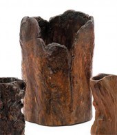 Chinese huamu burl brush pot