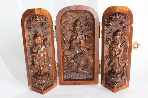 CHINESE HUANGYANG WOOD CARVED