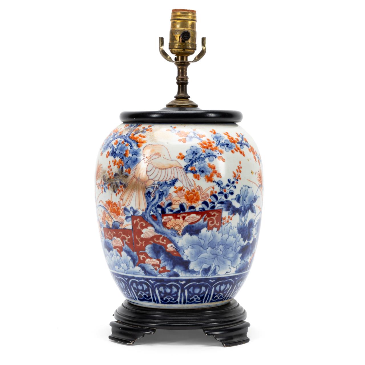 CHINESE IMARI GINGER JAR MOUNTED AS