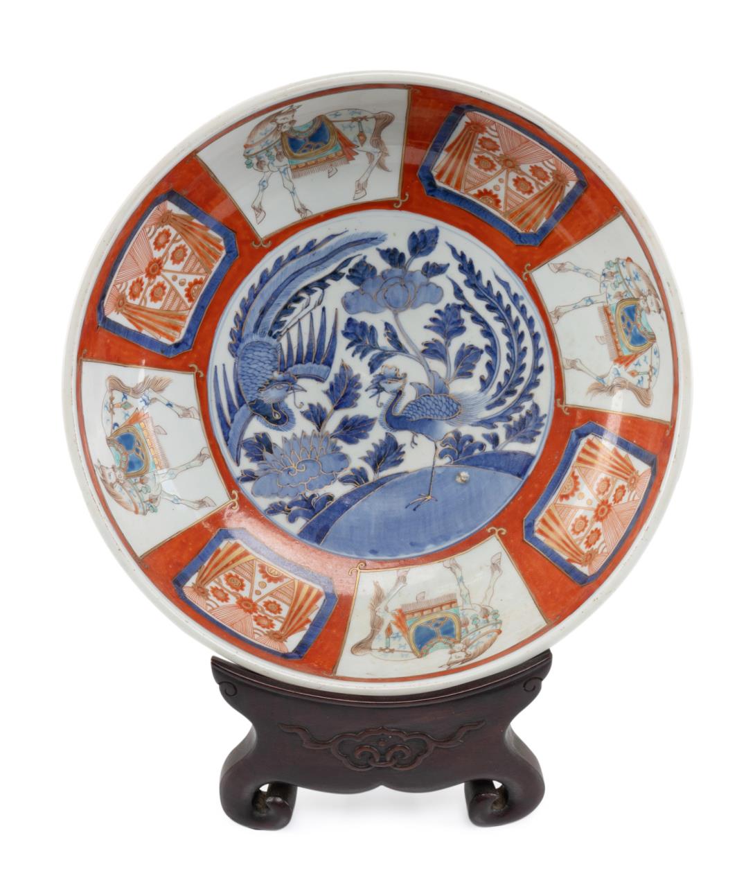 CHINESE IMARI PHOENIX BOWL W/ STAND