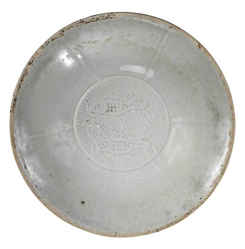 CHINESE INCISED DOUBLE FISH POTTERY