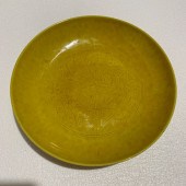 CHINESE INCISED YELLOW GLAZED