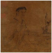 Chinese ink on silk painting,