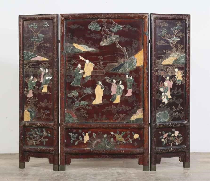 CHINESE INLAID HARDSTONE FIRE