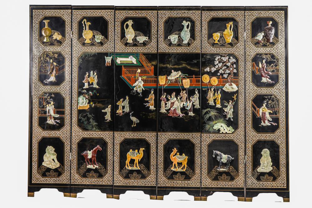 CHINESE INLAID SIX-PANEL SCREEN96