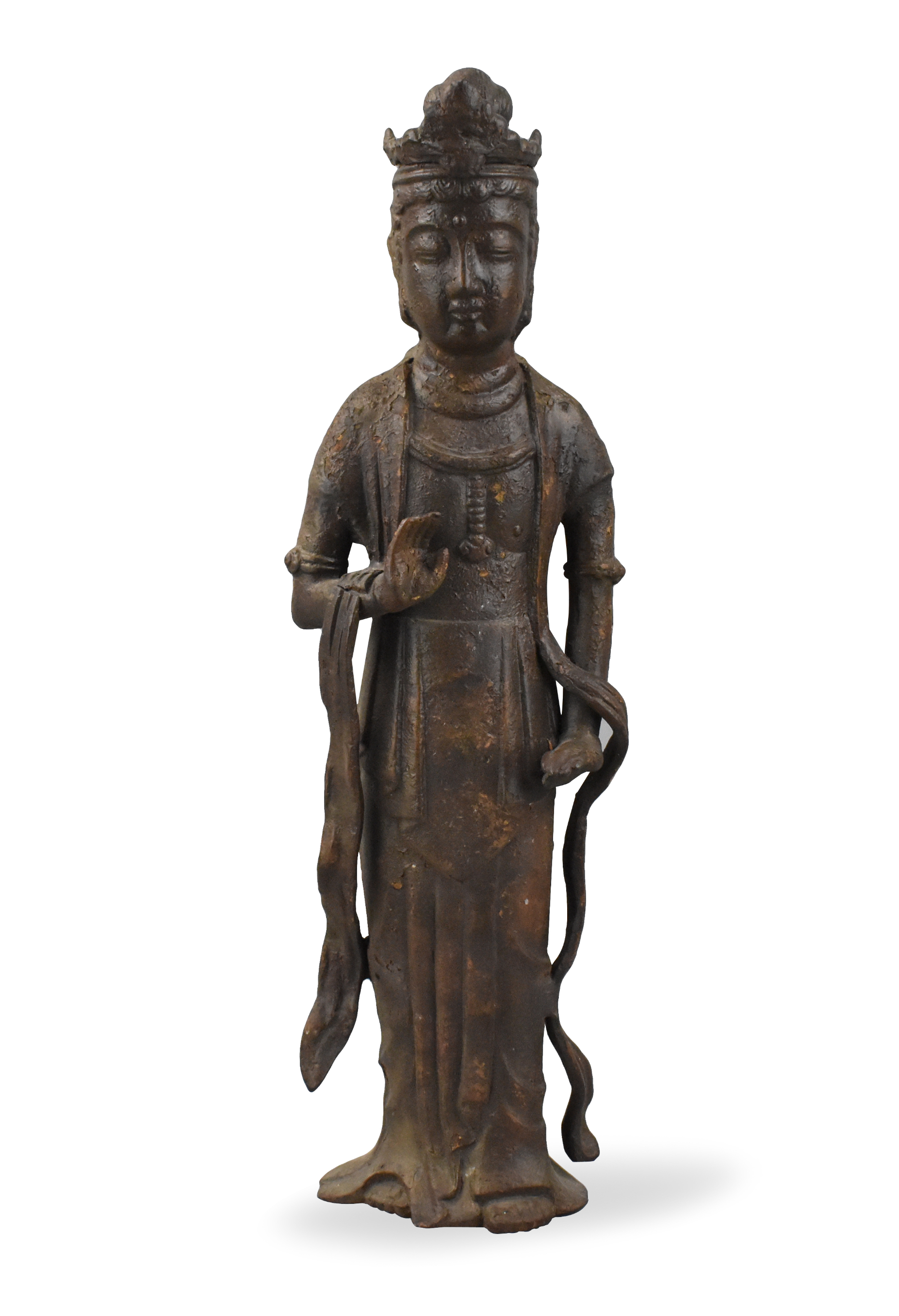 CHINESE IRON CAST STAND GUANYIN