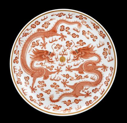 Chinese iron red and enameled