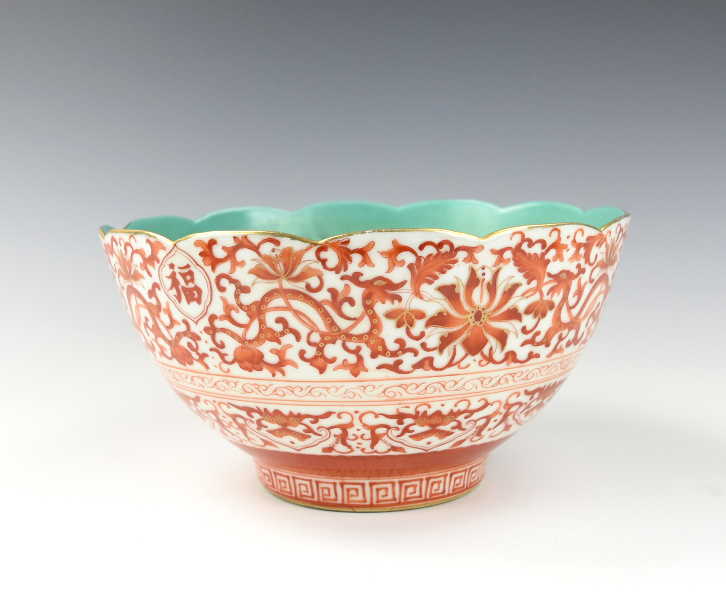 CHINESE IRON RED BOWL W/ QIANLONG