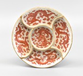 CHINESE IRON RED DRAGON DISH,