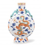 CHINESE IRON RED &GILT BLUE DR