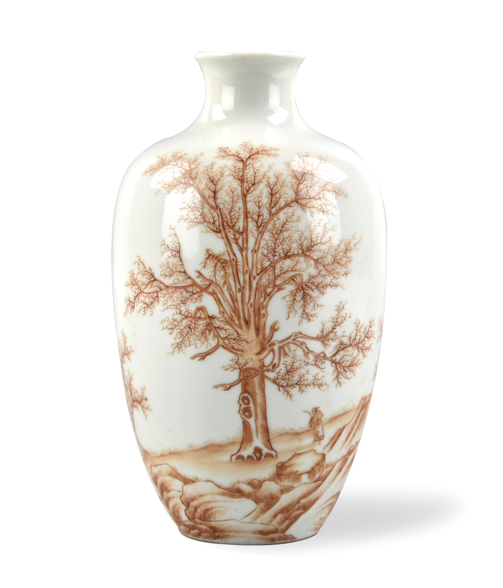 CHINESE IRON RED GLAZED VASE W/