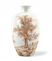 CHINESE IRON RED GLAZED VASE W