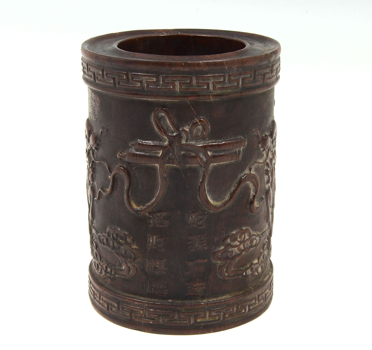 CHINESE IRONWOOD CHI-LIN BRUSH POT: