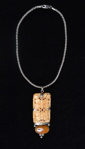 Chinese Ivory & Agate Necklace &