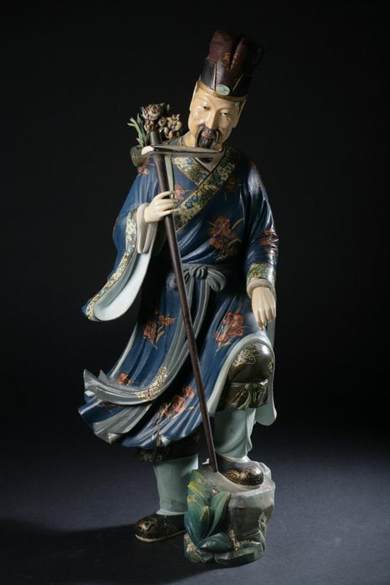 CHINESE IVORY AND POLYCHROME WOOD