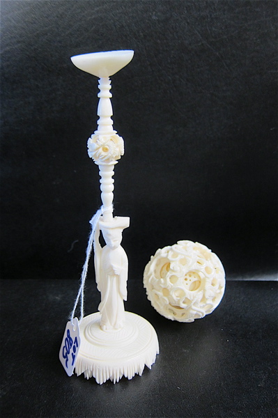 CHINESE IVORY CARVED BALLS OF