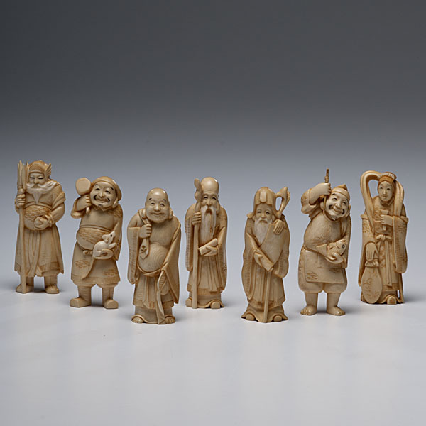 Chinese Ivory Carved Seven Lucky