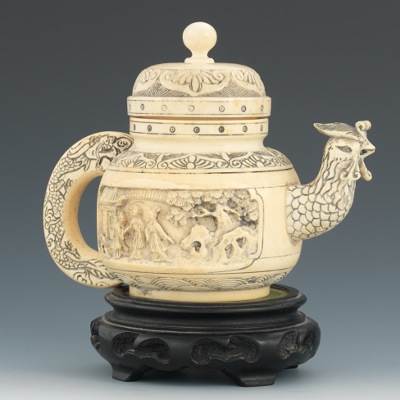 Chinese Ivory Carved Teapot Early