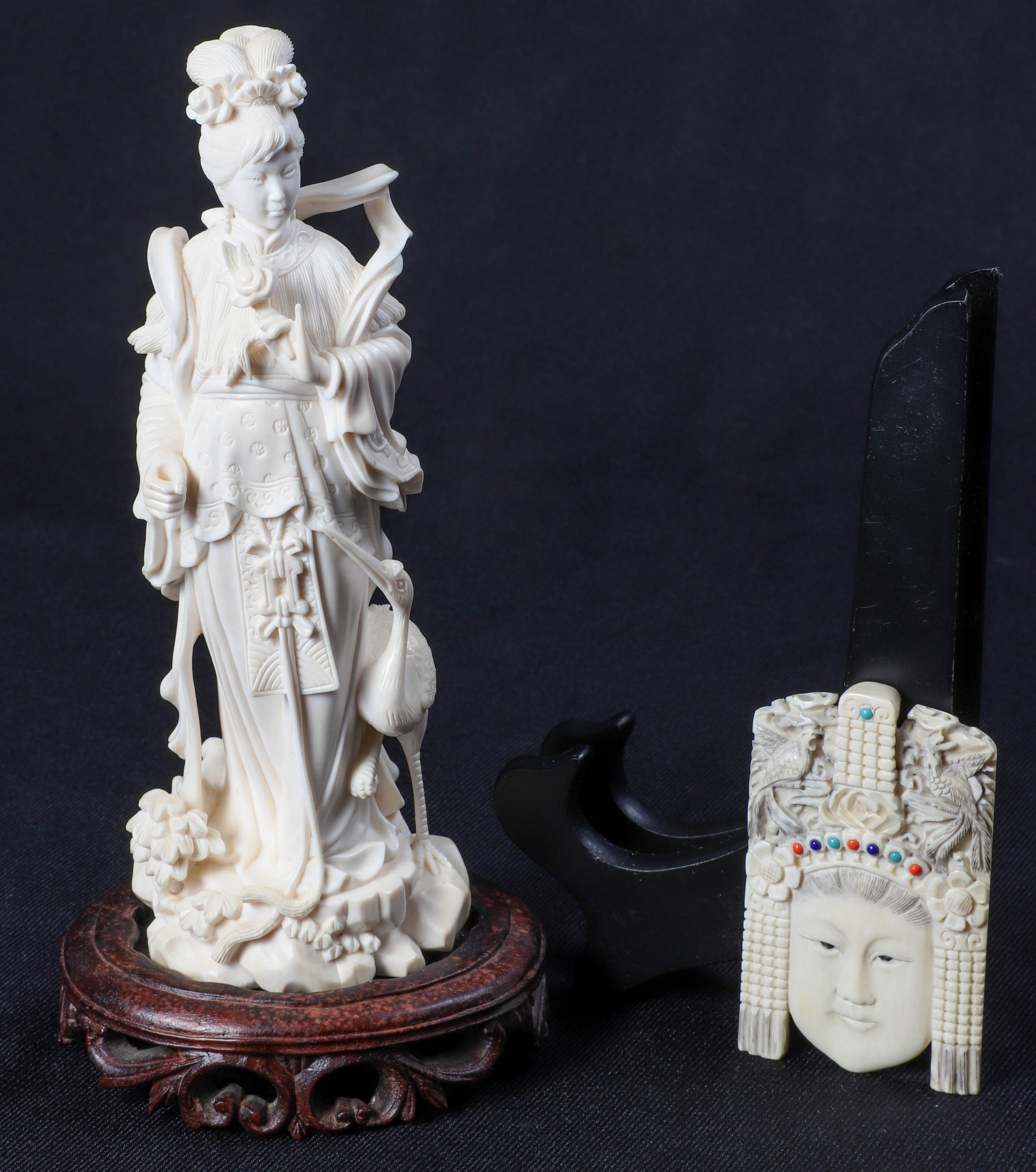 Chinese ivory carved woman and