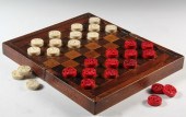 CHINESE IVORY CHECKERS & BOX -