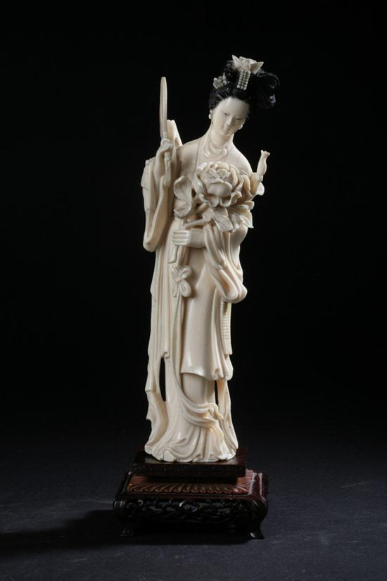 CHINESE IVORY FIGURE OF MEIREN. -