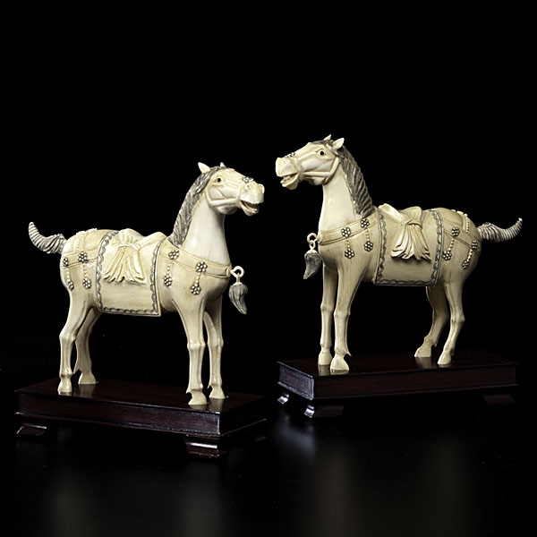 Chinese Ivory Horses Chinese.  A