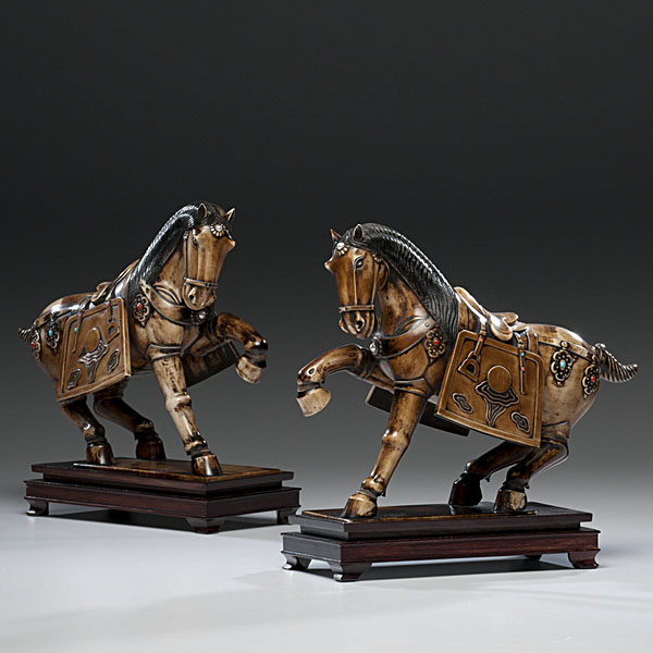 Chinese Ivory Horses Chinese. A