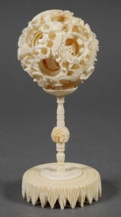 CHINESE IVORY PUZZLE BALL ON S