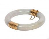 CHINESE JADE & 14K YG HINGED B